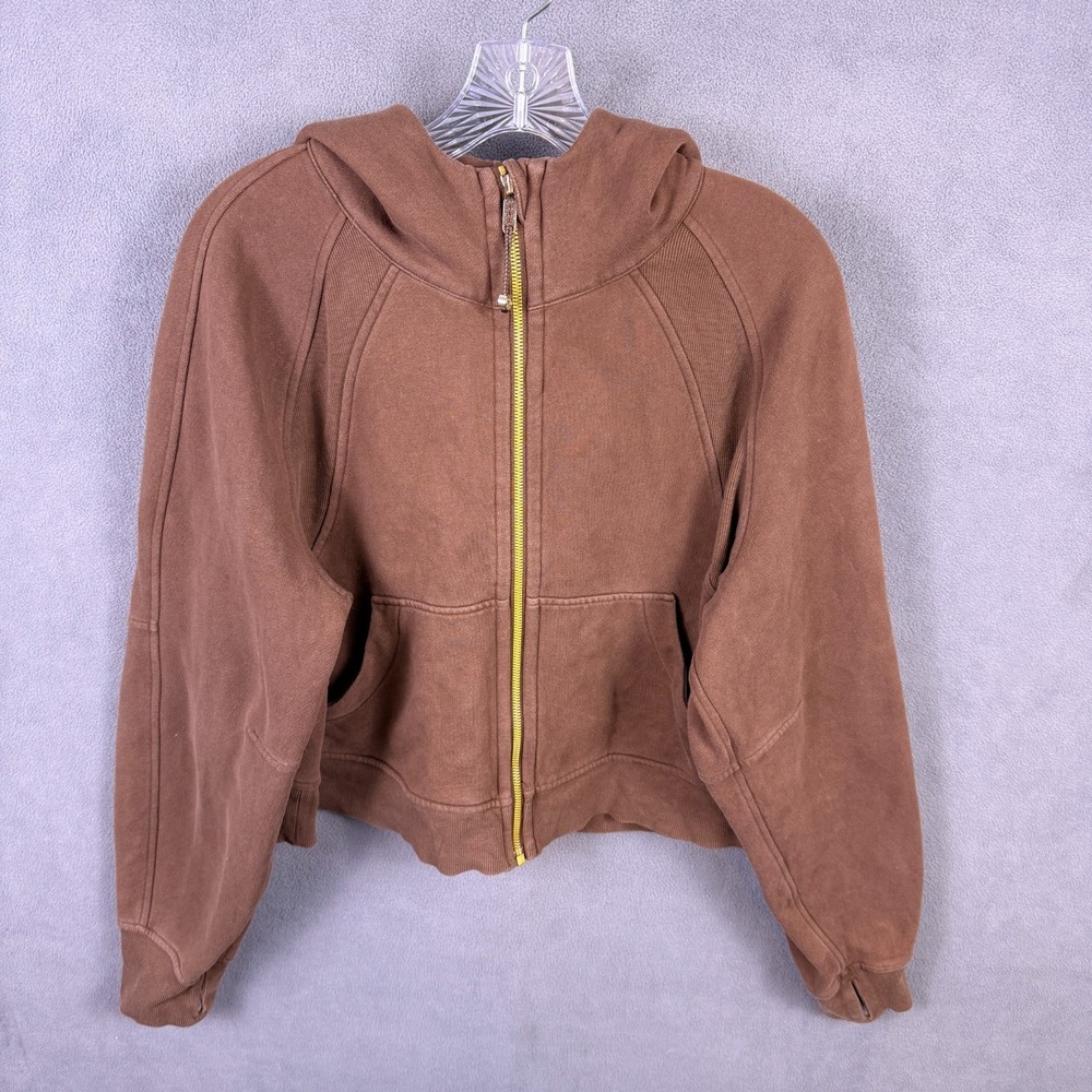 Lululemon Scuba Full‎ Zip Hoodie Women's Cropped Oversized Java Jacket M/L EUC